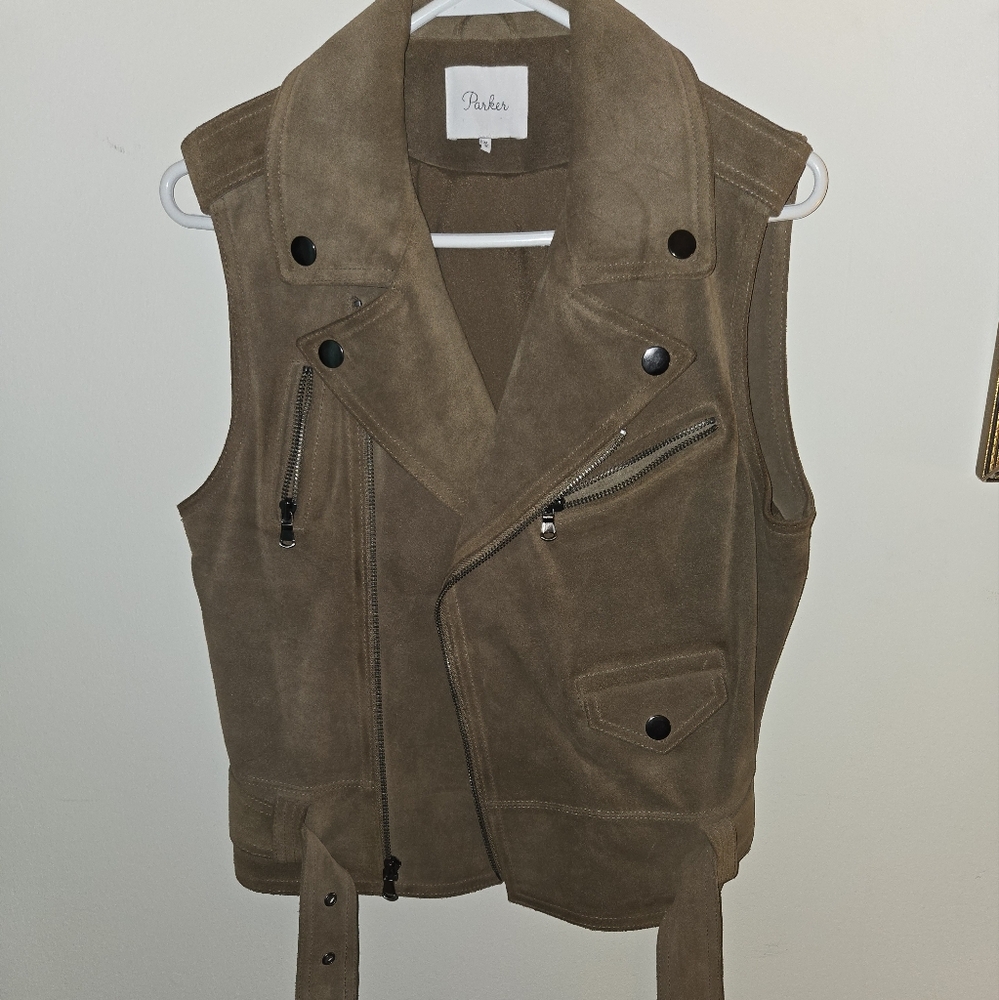 Brown Suede Vest with Zipper Details Vintage